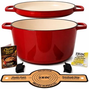 5 QT Sourdough Dutch Oven, Enameled Cast Iron with Skillet Lid