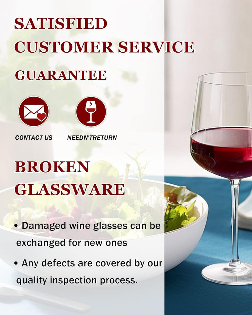 Set of 4-21 Ounce Hand Blown Italian Style Crystal Burgundy Wine Glasses - Lead-Free Premium Glass - Gift-Box for any
