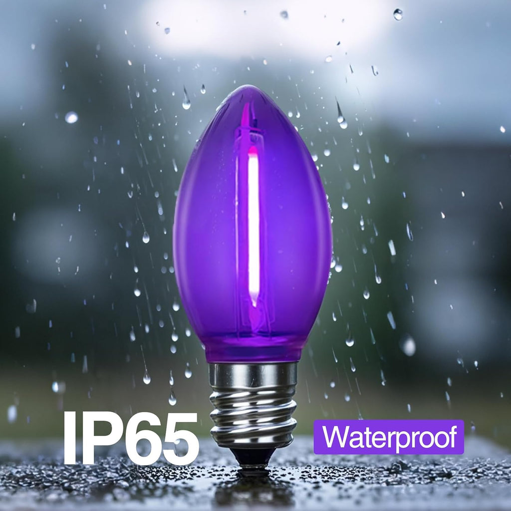 C7 LED Purple Replacement Bulbs, 0.6W, E12 Candelabra Base