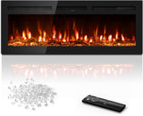 50 inch Electric Fireplace in-Wall Recessed and Wall Mounted with Remote Control, 1500/750W Fireplace Heater (60-99¡F Thermostat) with 12 Adjustable Color, Timer, Log and Crystal A132-B0DCN8J5B8