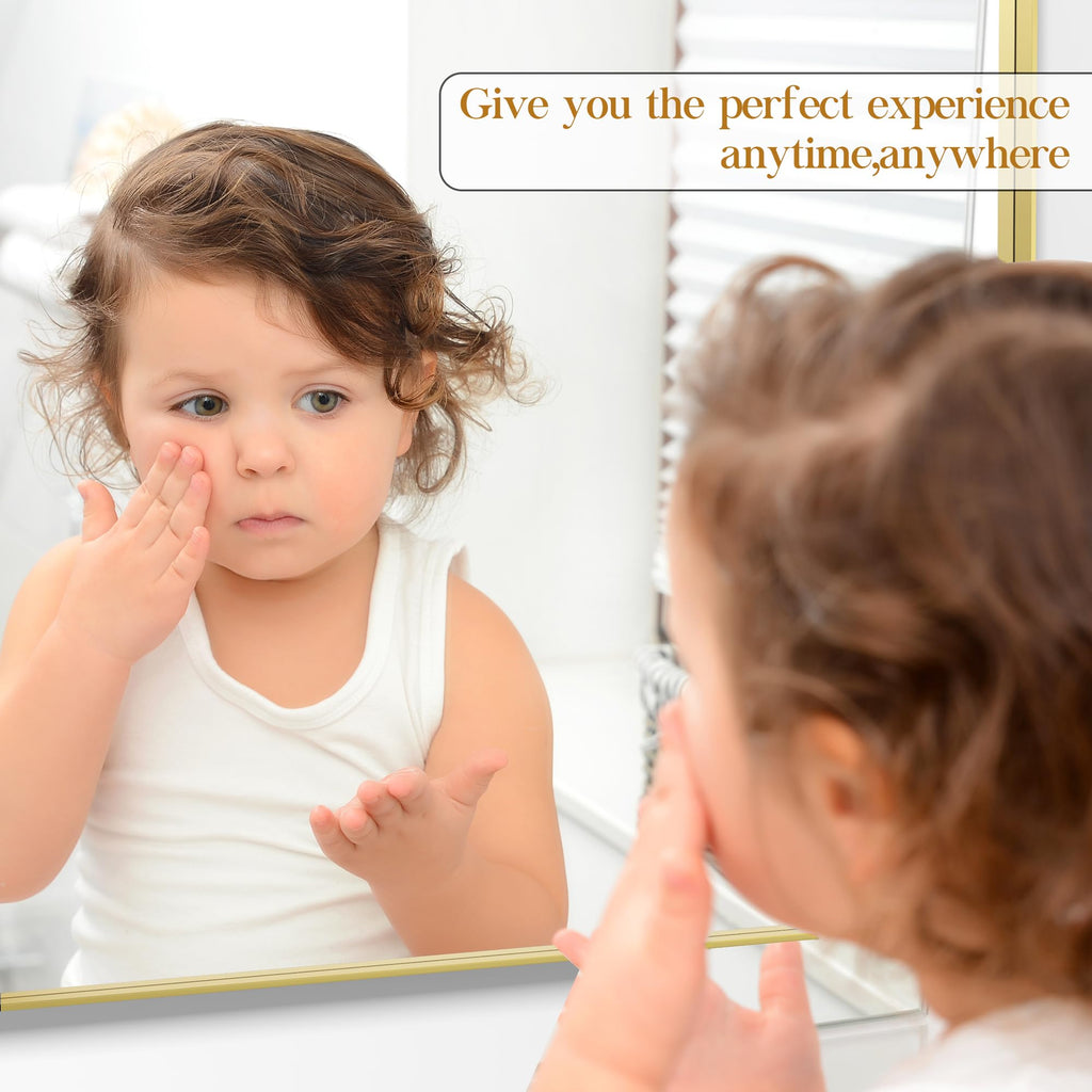 Gold Bathroom Mirror 22X30 Inch Bathroom Vanity, Metal Gold Frame Large Mirror, Modern Wall Mirror, Tempered Glass