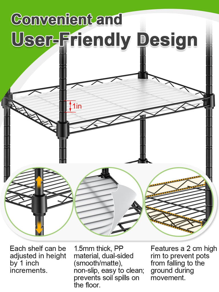 5-Tier Mini Greenhouse with Caster Wheels, Each Shelf Height Adjustable