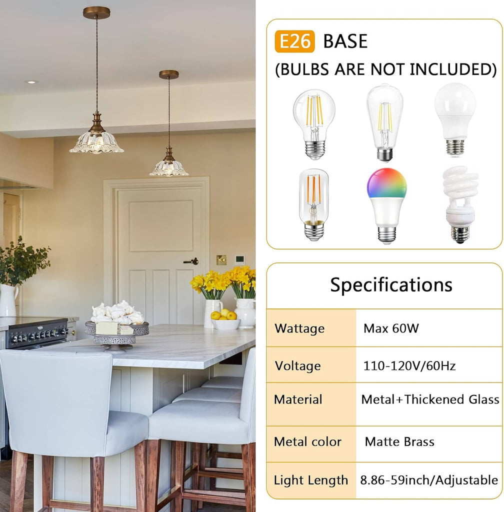 Glass Pendant Lights Modern Pendant Lighting Fixtures Hanging Lamp Brushed Finish Hanging Light Fixture for Kitchen