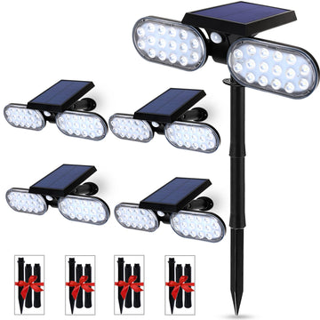 Outdoor Motion Lights Solar Powered, Solar Flood Lights, Stay On or Motion On/Off 3-Mode, Dusk to Dawn Security Solar