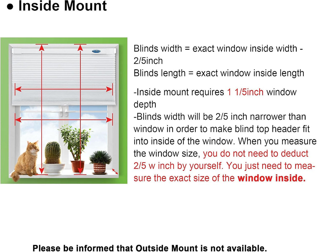 No Drill Cordless Cellular Shades, Silver White | Blackout Honeycomb Shades Thermal Insulation Noise Reduction Glare