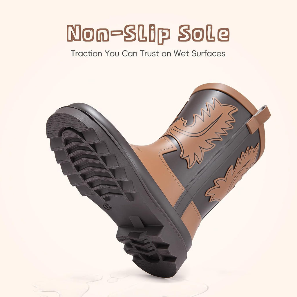 Cowboy Kids Rain Boots Waterproof Rubber Boots for Boys and Girls