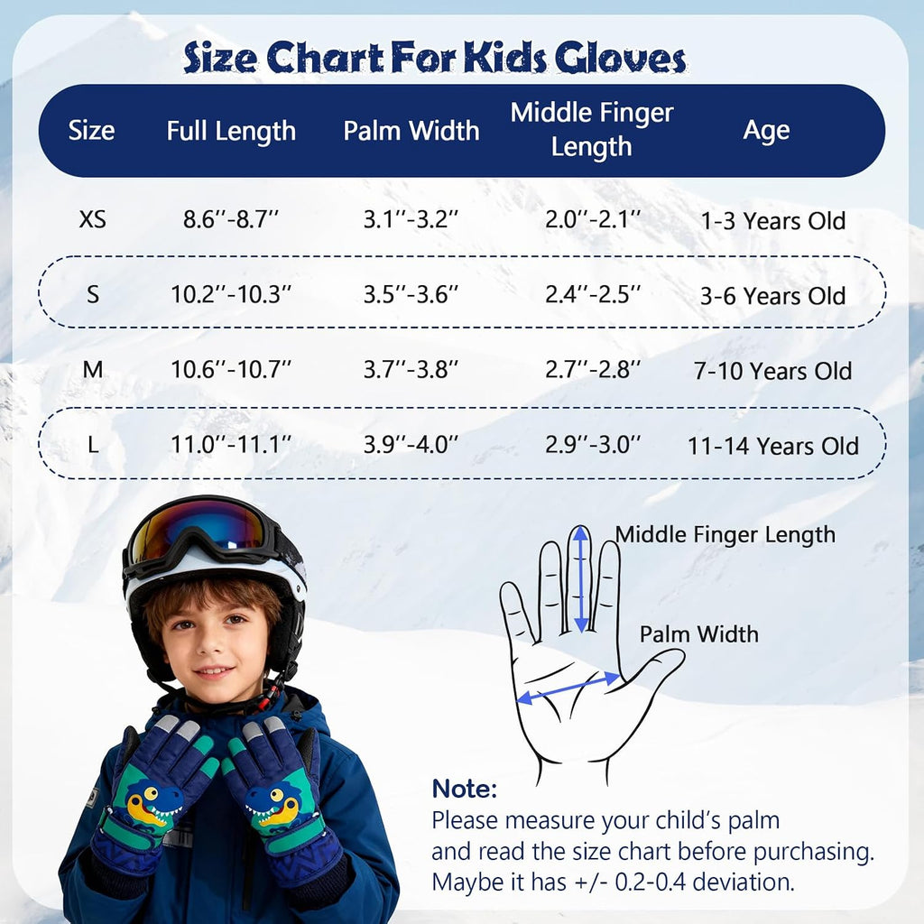 Kids Waterproof Winter Gloves Warm Snow Gloves Boys Girls Ski Gloves Toddler Mittens Windproof