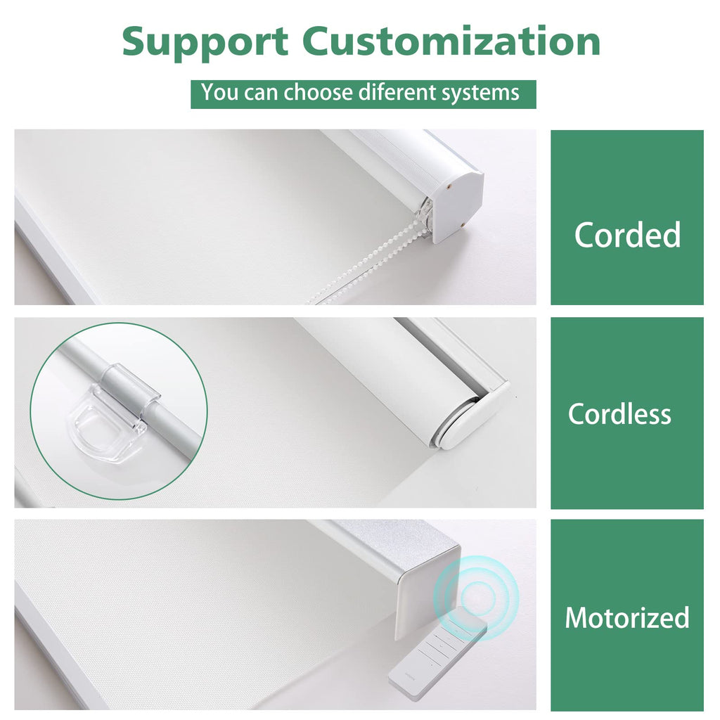 Custom Size Cordless 100% Blackout Roller Shades with Textured Pattern Roller Blinds for Windows UV Protection