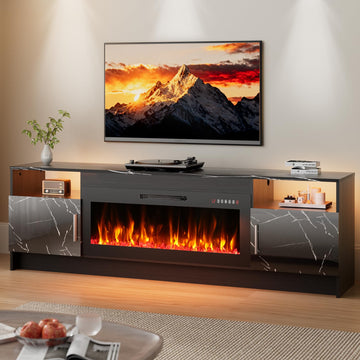 70" Electric Fireplace TV Stand with 36 inch Fireplace Up to 80" TVs, Entertainment Center with with Storage Cabinet