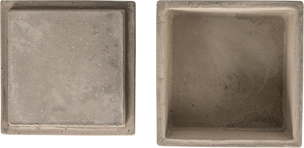 Contemporary Cement Boxes with Lids, Grey - Set of 2