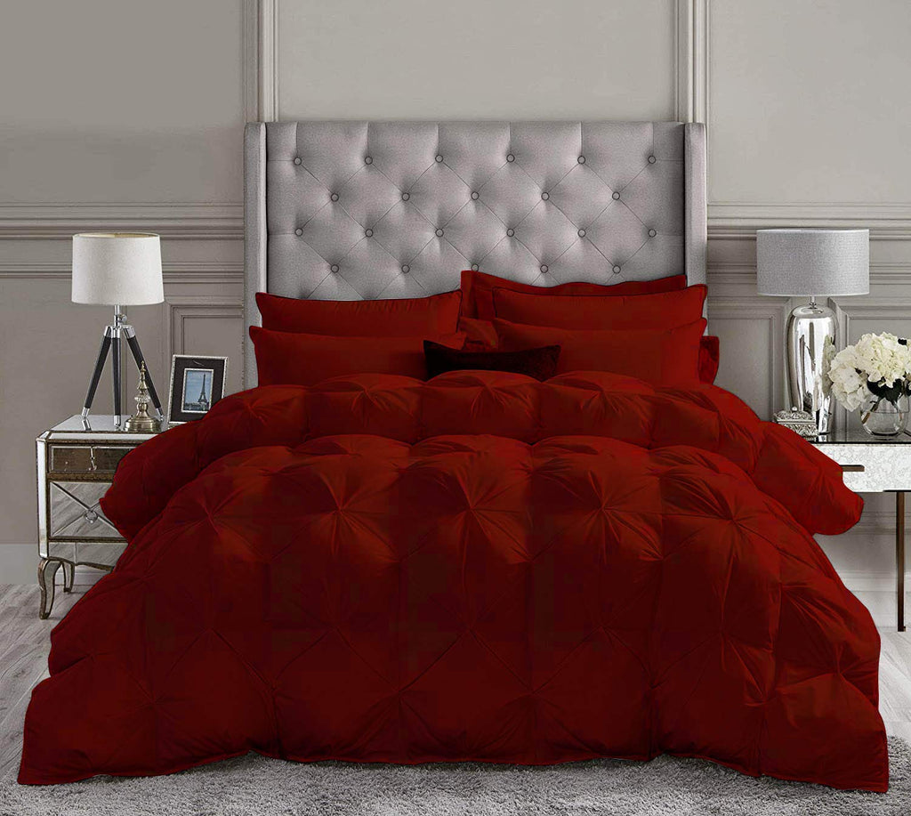 Beautiful Pinch Pleated Comforter, 1000 Thread Count 100% Egyptian Cotton Fabric, 550 Fill Power All Season Super