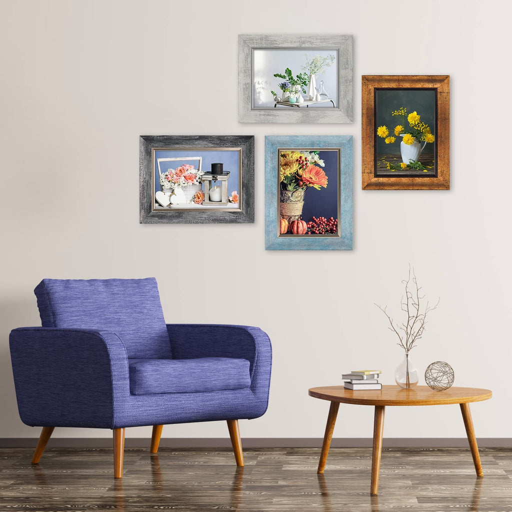 8x10 Picture Frames Set of 4, Rustic Retro Photo Frame(Multicolor)