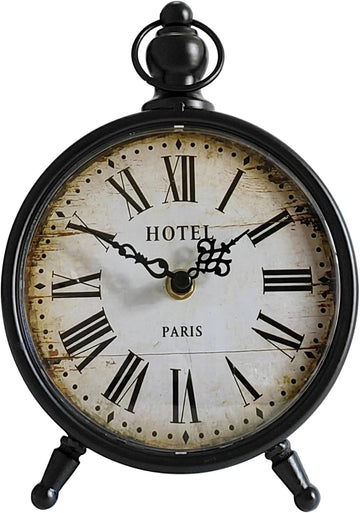 Vintage Table Clock Battery Operated,Retro Mantel Clock for Living Room Fireplace Decor,Silent Metal Desk