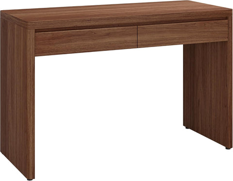 48" Modern Rectangular Wooden Home Office Desk Computer Desk Writing Table with 2 Storage Drawers, Medium Walnut