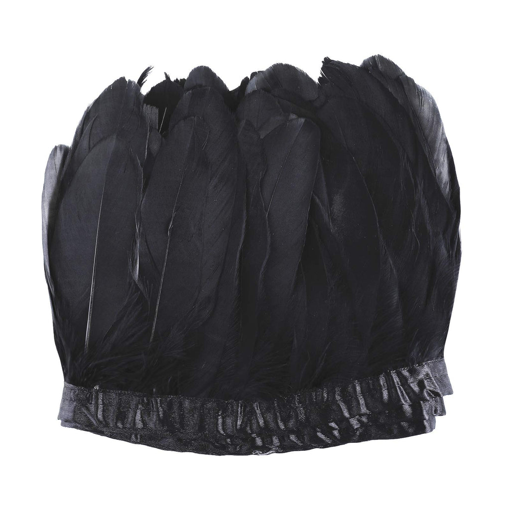 Duck Goose Feather Trim Fringe 2 Yards (Black)