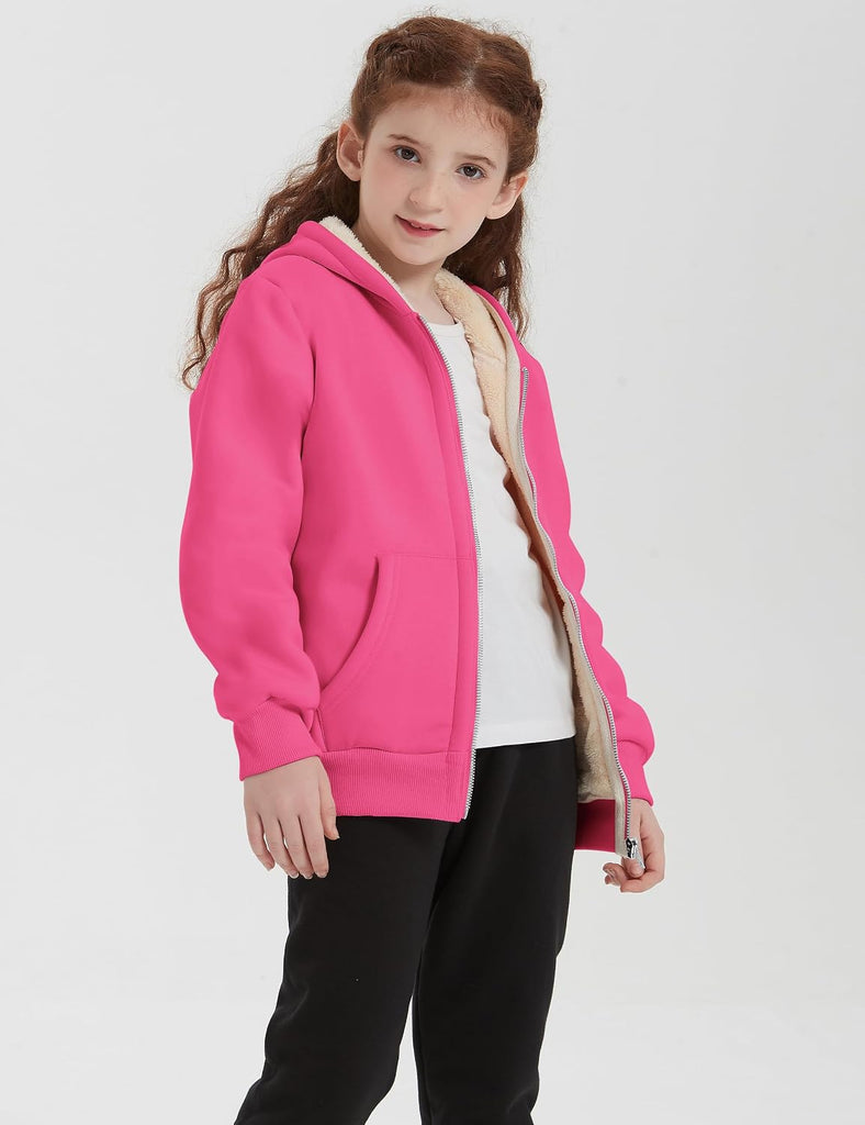 Sherpa Lined Zip Up Hoodie Winter Warm Fleece Jacket