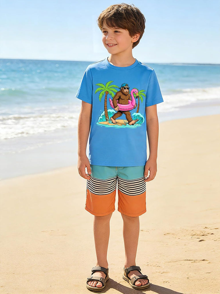 Boys 2 Pack Graphic T-Shirts, Stretch Short Sleeve Tees