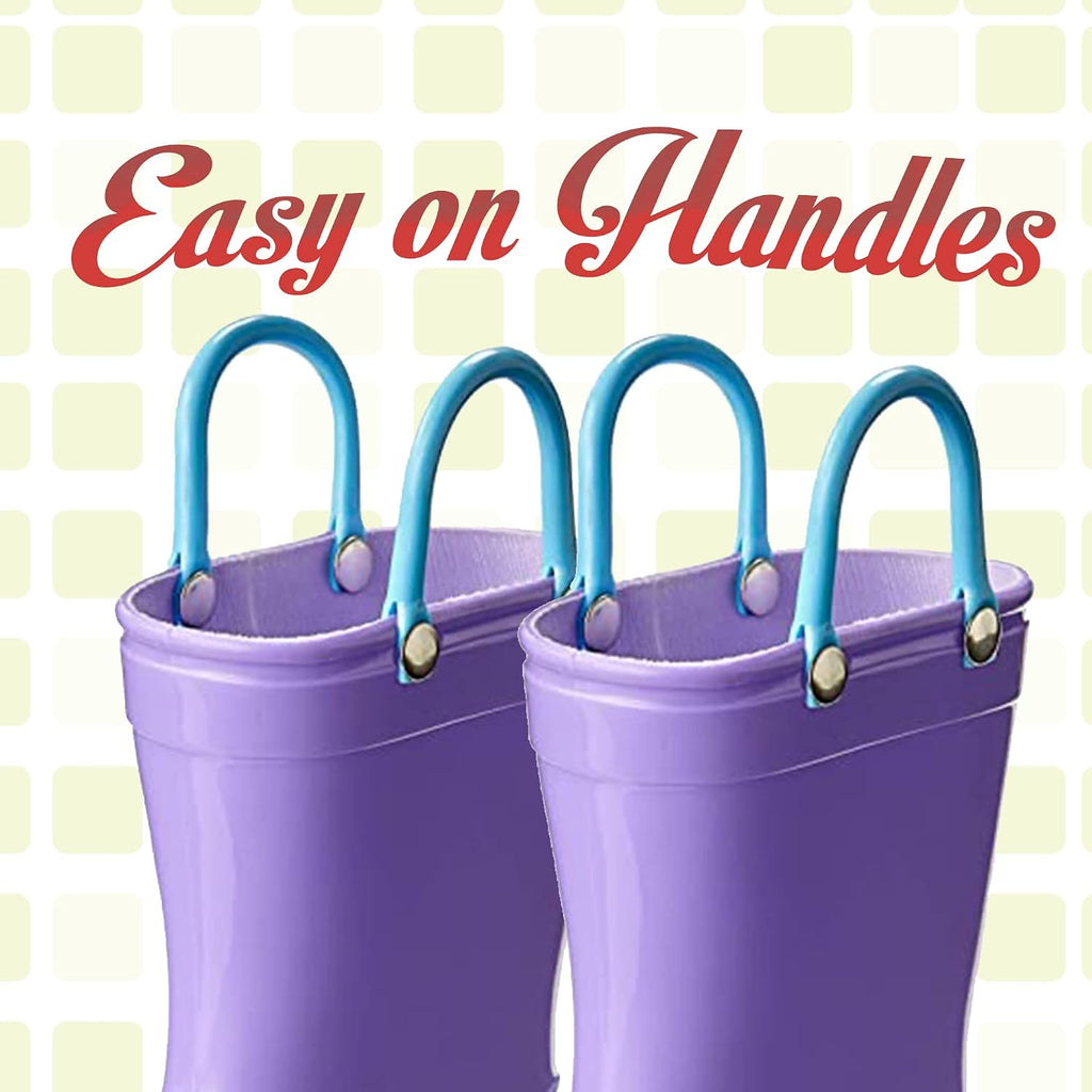Solid Colors PVC Rainboots - Lightweight, Waterproof, Easy on Handles, Toddler and Little Kid Boys and Girls