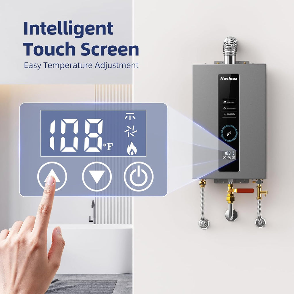 Tankless Water Heater, Novieex On Demand Water Heater Natural Gas, Up to 3.6 GPM, 86