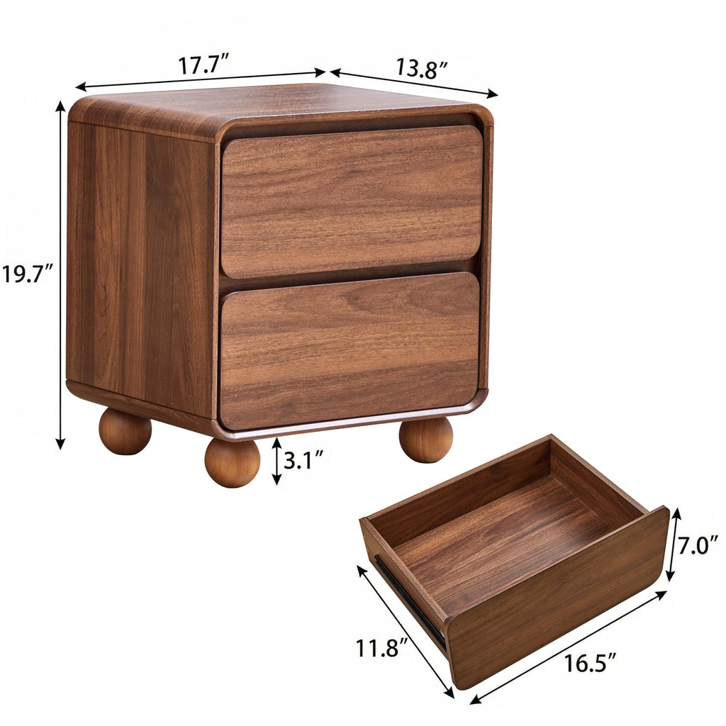 Set of 2 Modern 2 Drawer Dresser, 2 Drawer Nightstand Small Wooden Dresser Chest of Drawers, Handle Free & Curved