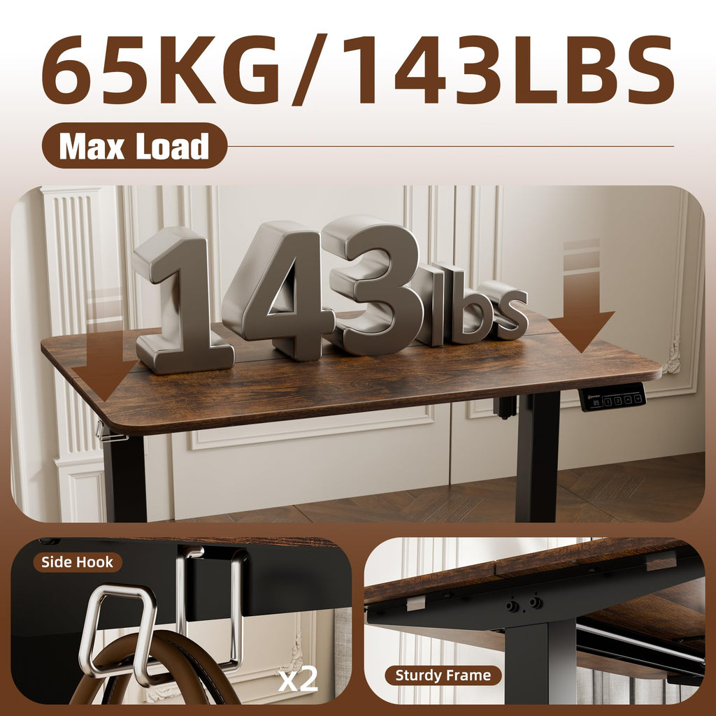Small Standing Desk, 35"x24" Height Adjustable Sit-Stand Home Office, Brown