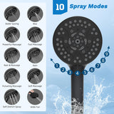 CUPC Certified All Metal 10" Rainfall Showerhead Combo, High Pressure Shower Head with 10-Spray Mode Handheld