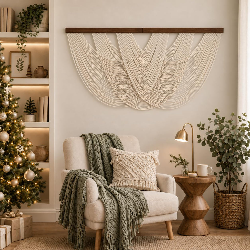 Macrame Wall Hanging Large 59in Boho Cotton Rope Bohemian Tapestry