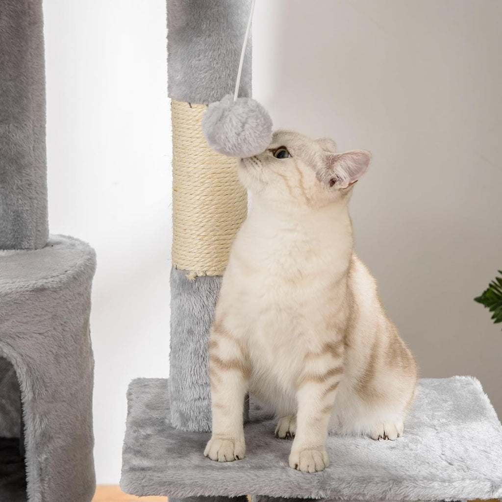 Floor to Ceiling Cat Tree, 94.5-102.5 inch Adjustable Height Cat Climbing Tower with Scratching Posts, Condos