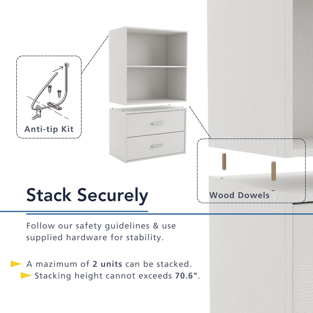 Apexa 6-Cube Storage Organizer Shelves, Stackable Wood Bookcase Fits Cubby Bins for Organization, Dorm Teen Room