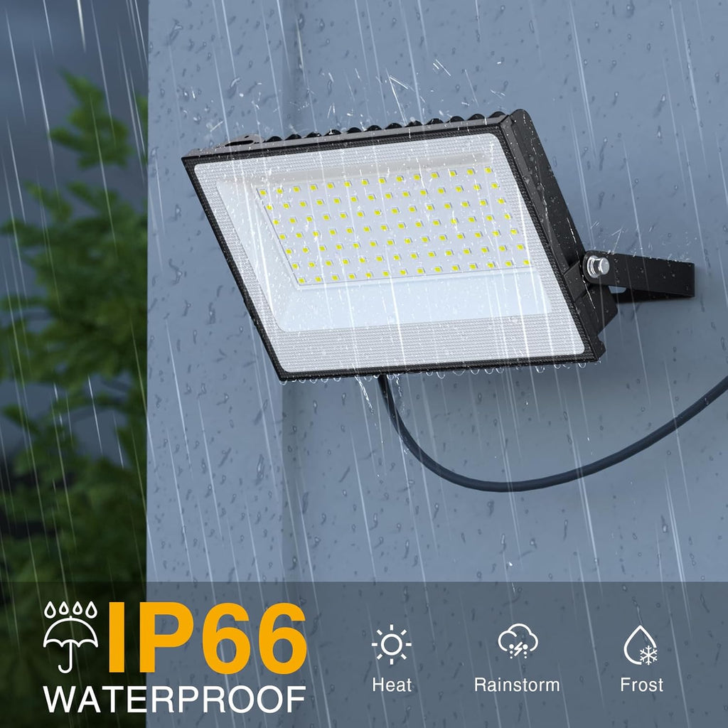 120W Flood Lights Outdoor,12000lm Bright LED Work Light with Plug,Daylight White LED Flood Lighting, IP66 Waterproof