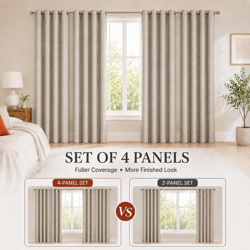 100% Blackout Curtains Set of 4 Panels, Grommet Drapes, Thermal Insulated and Noise Reducing Room Darkening Curtains