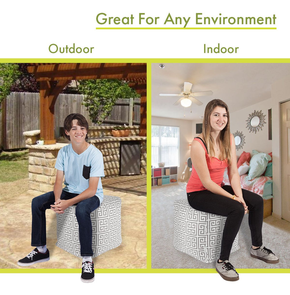 Goods Gray Towers Indoor/Outdoor Bean Bag Ottoman Pouf Cube L W x 17" H