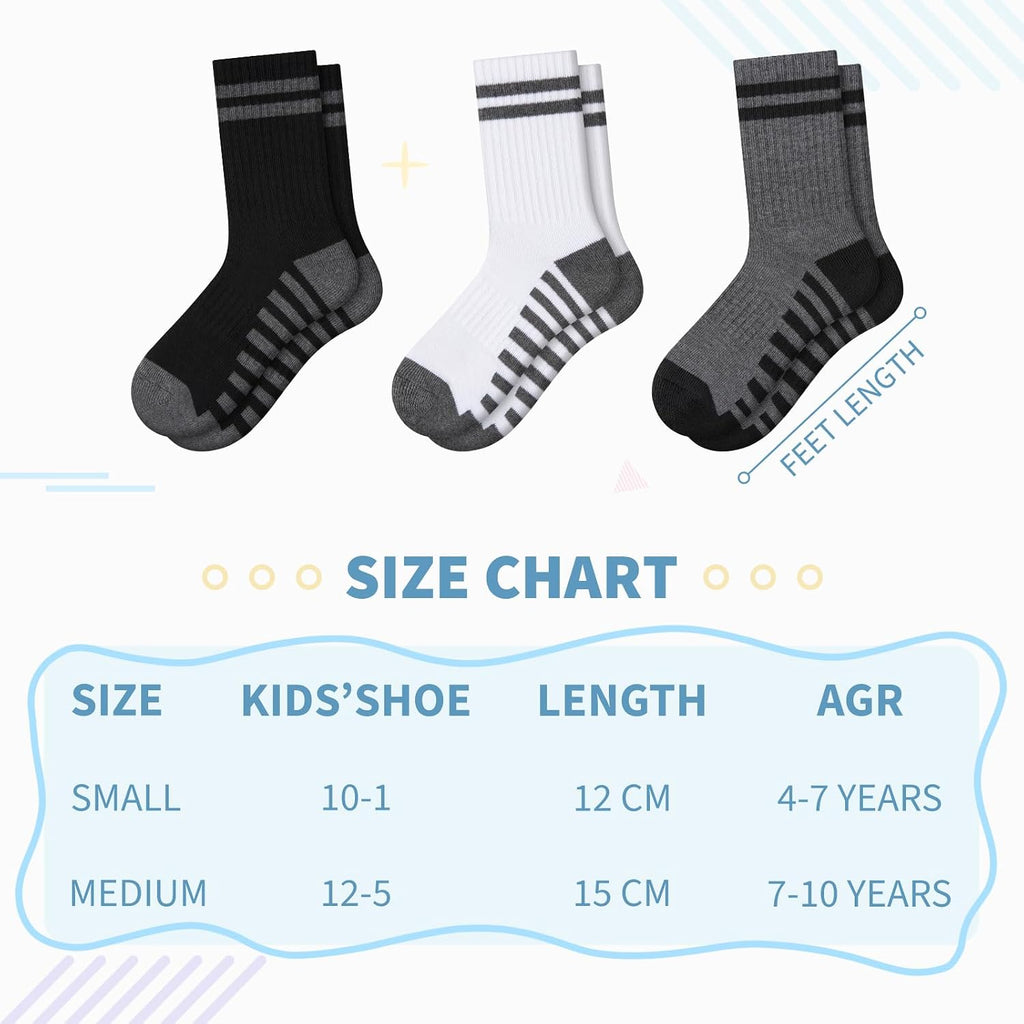 Boys Crew Calf Kids Socks for Boys Athletic School Long Half Cushioned Socks 8 Pairs