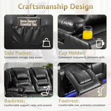 SAMERY Power Loveseat Recliner Sofa with Adjustable Split Back, Multi-Port Charger, Flip-Up Backrest & LED Lighting