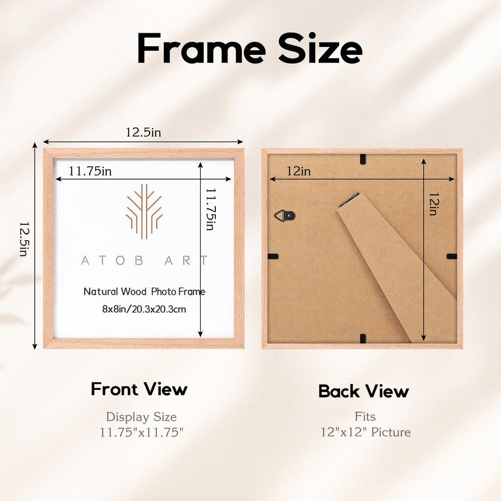 12x12 Solid Oak Wood Picture Frames, 6 Pack