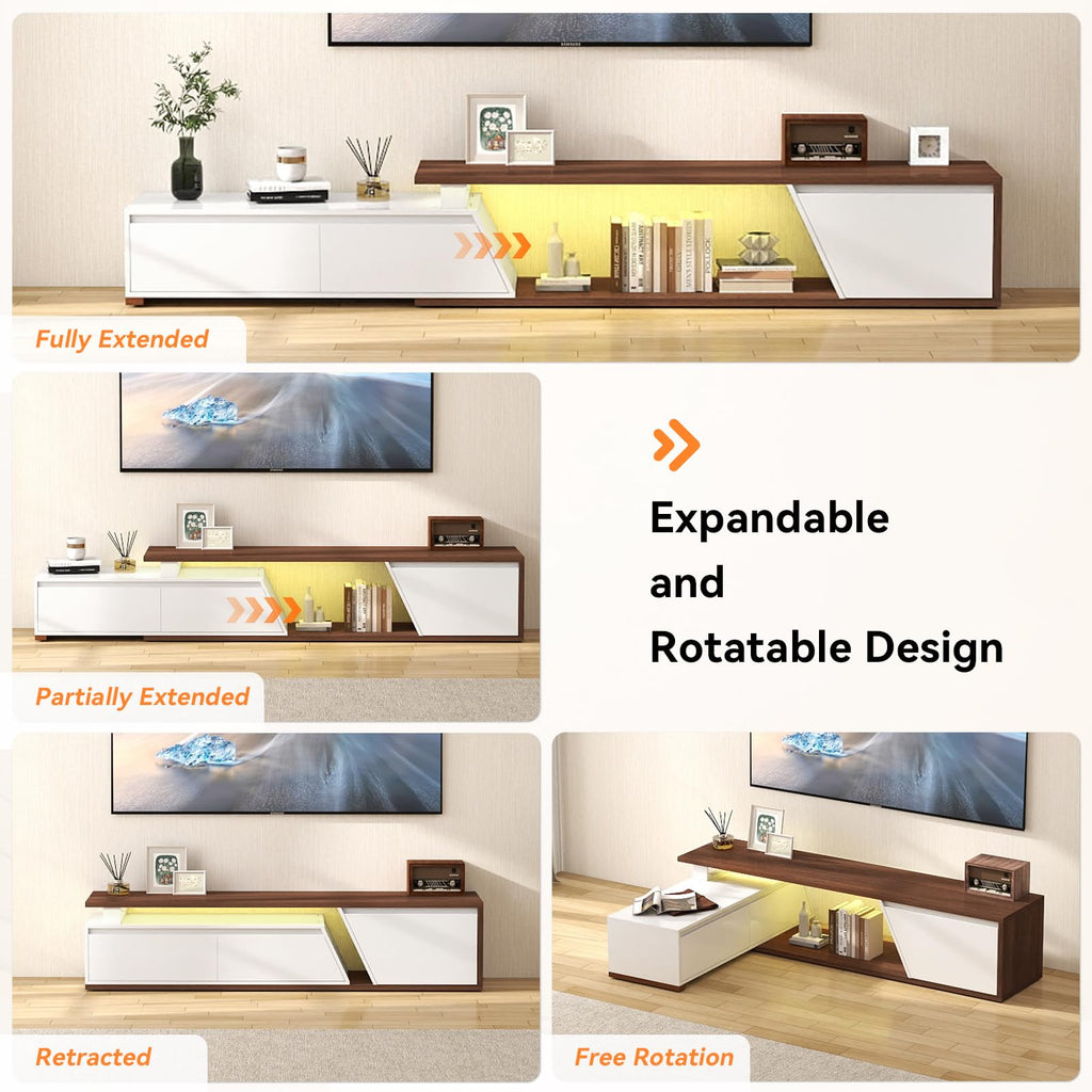 Extendable TV Stand, LED Entertainment Center, 71.0" - 106.3"