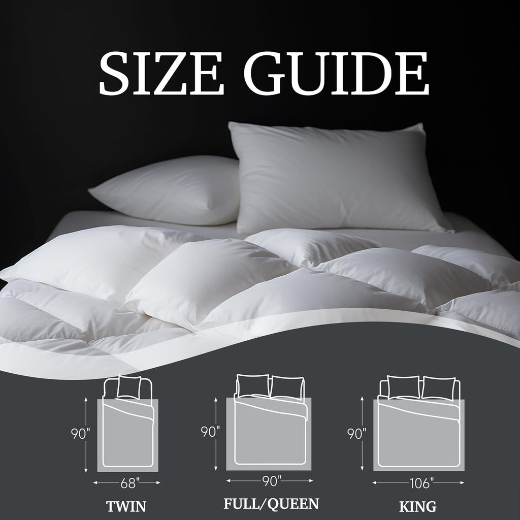Luxury White Goose Feather Down Fiber Comforter Full Queen, 100% Cotton All Season Duvet Insert Quee