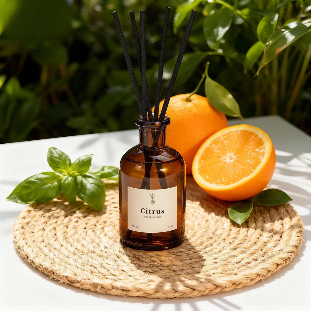 Reed Diffuser Set, 8.12 fl.oz Scent Oil Diffuser with Sticks, Long-Lasting Home Fragrance Reed Diffuser Shelf Decor