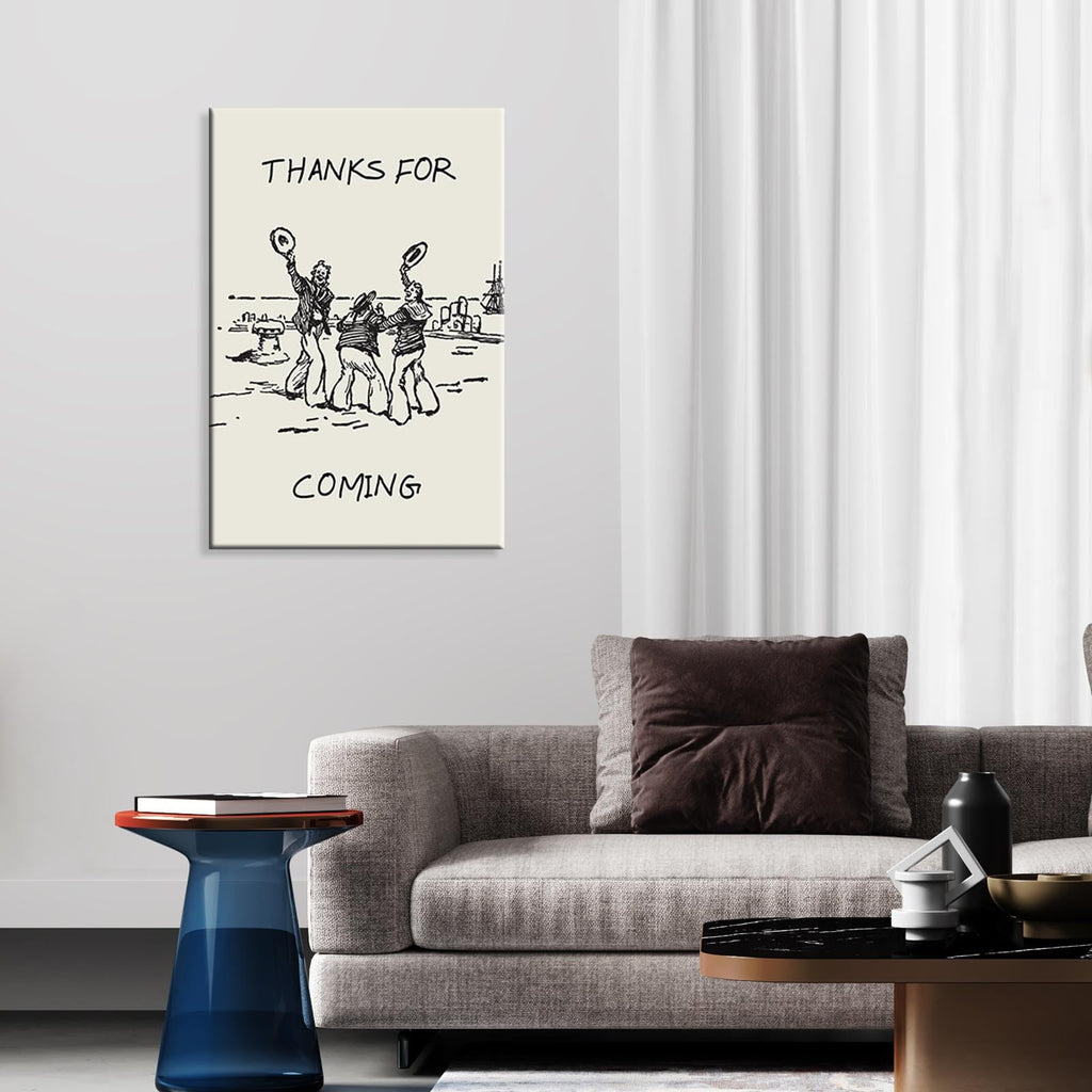 Black White Funny Nautical Room Aesthetic Poster, Vintage Thanks for Coming Canvas Wall Art, Trendy Sailor Men