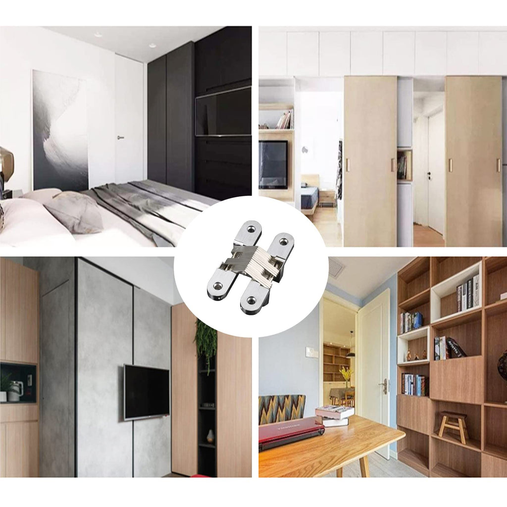 2-Pack Concealed Cross Hinges, 180° Invisible Hinges, 2.36x0.51 in, 44 lb