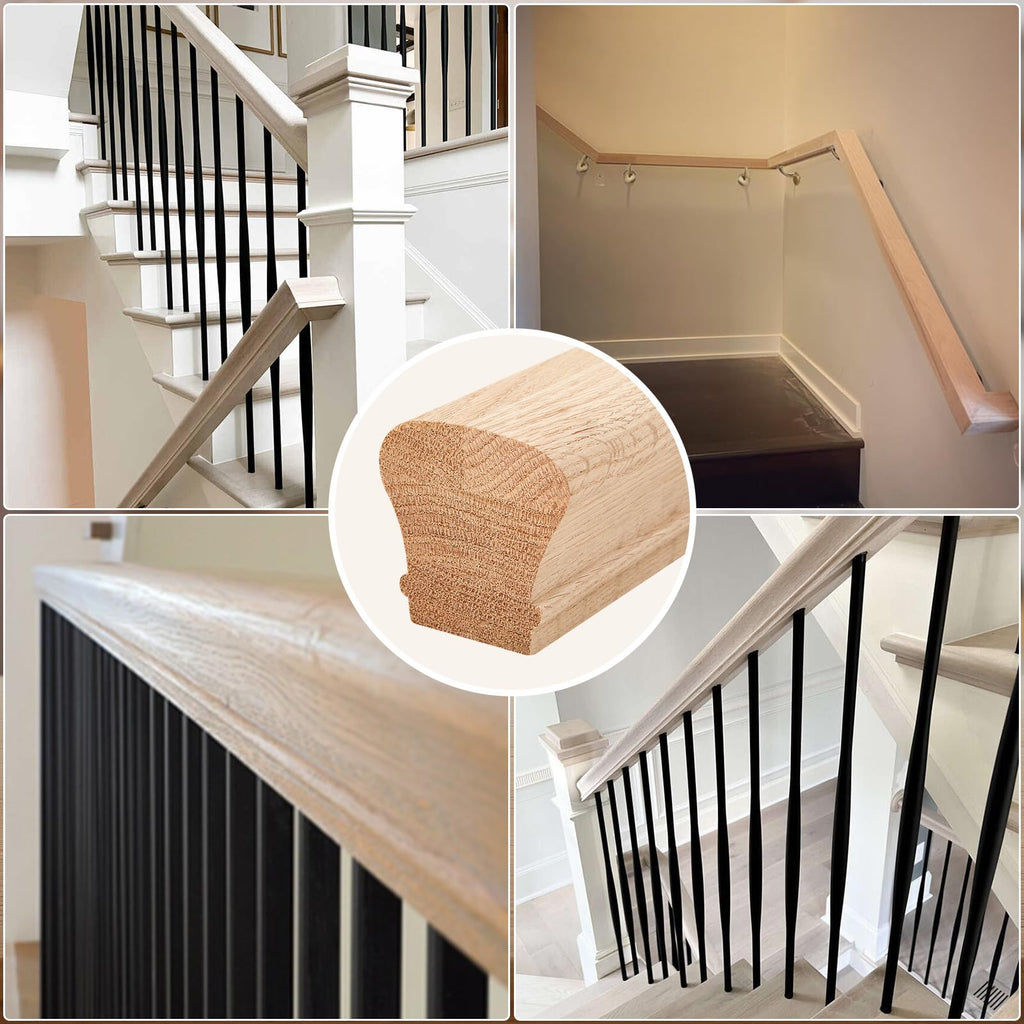 6010 Red Oak Straight Wood Handrail Kit 7 ft for Stairs