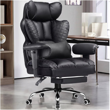 Big and Tall Gaming Chair 400lbs Heavy Duty Office Chair with Footrest, High Back Pocket Spring Lumbar Support