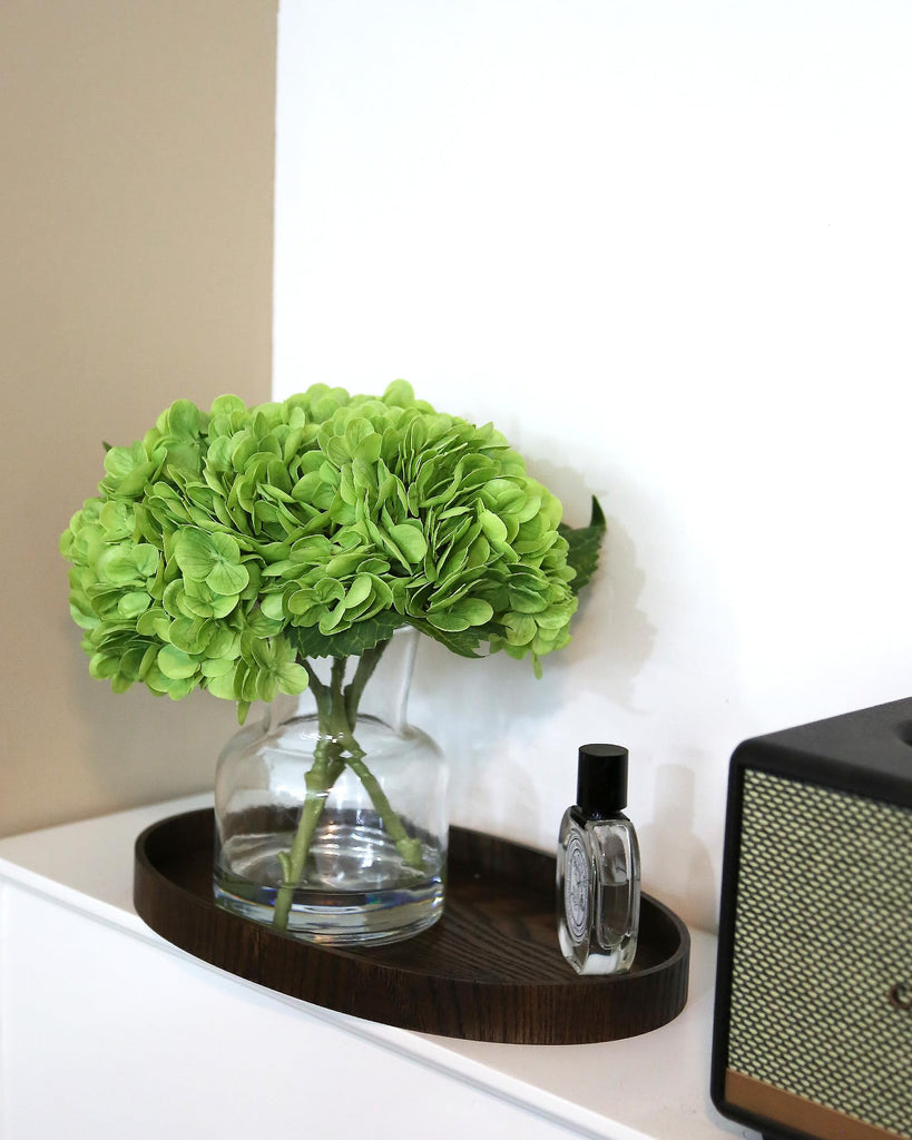 Lifelike Artificial Hydrangea Arrangement in Decorative Vase - Real Touch Fake Flowers or Water Bar Decor, Elegant