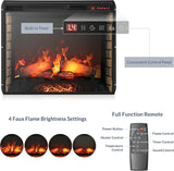28 Inch Electric Fireplace Heater, 1500W 5000 BTU Indoor Space Heater with Timer, Realistic Log Flame and Crackling Sound for TV Stand or Mantel Use