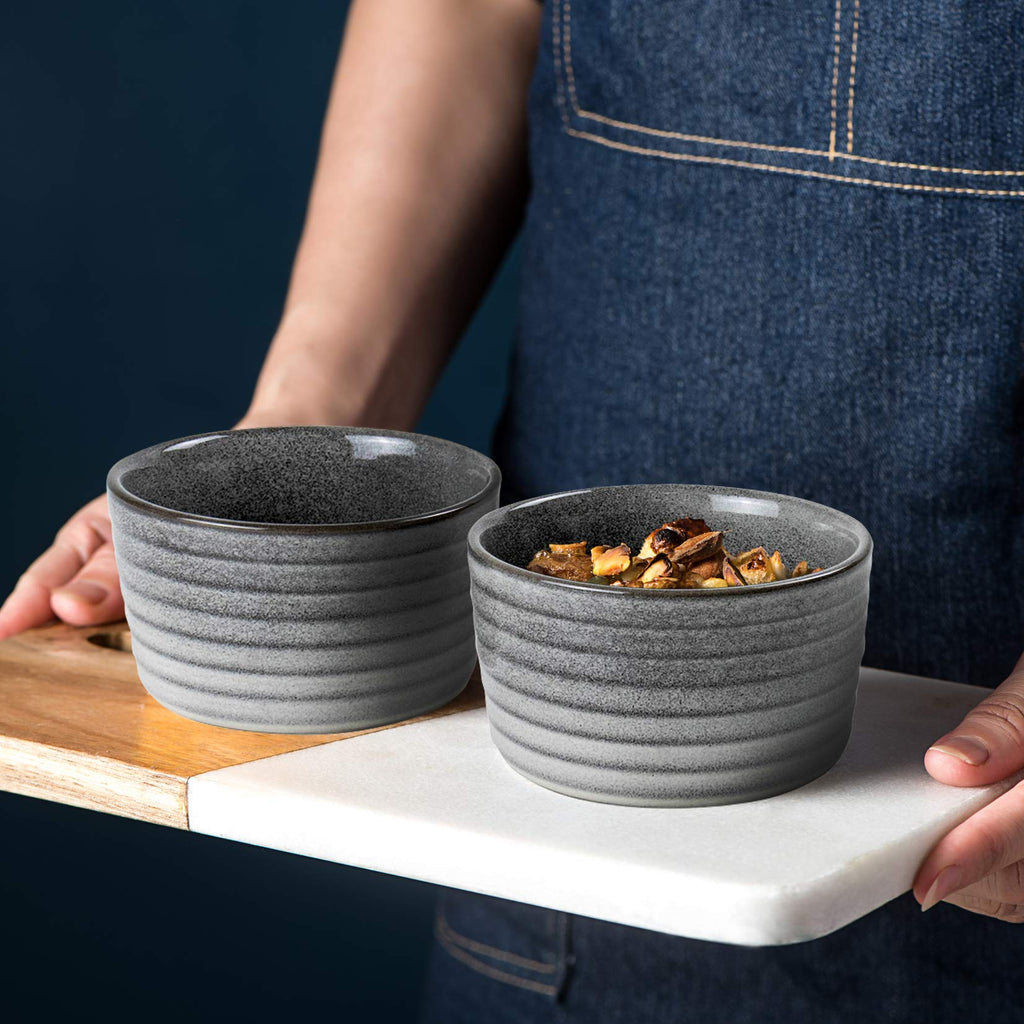 8 oz Ceramic Set of 2, Gray Reactive Glaze