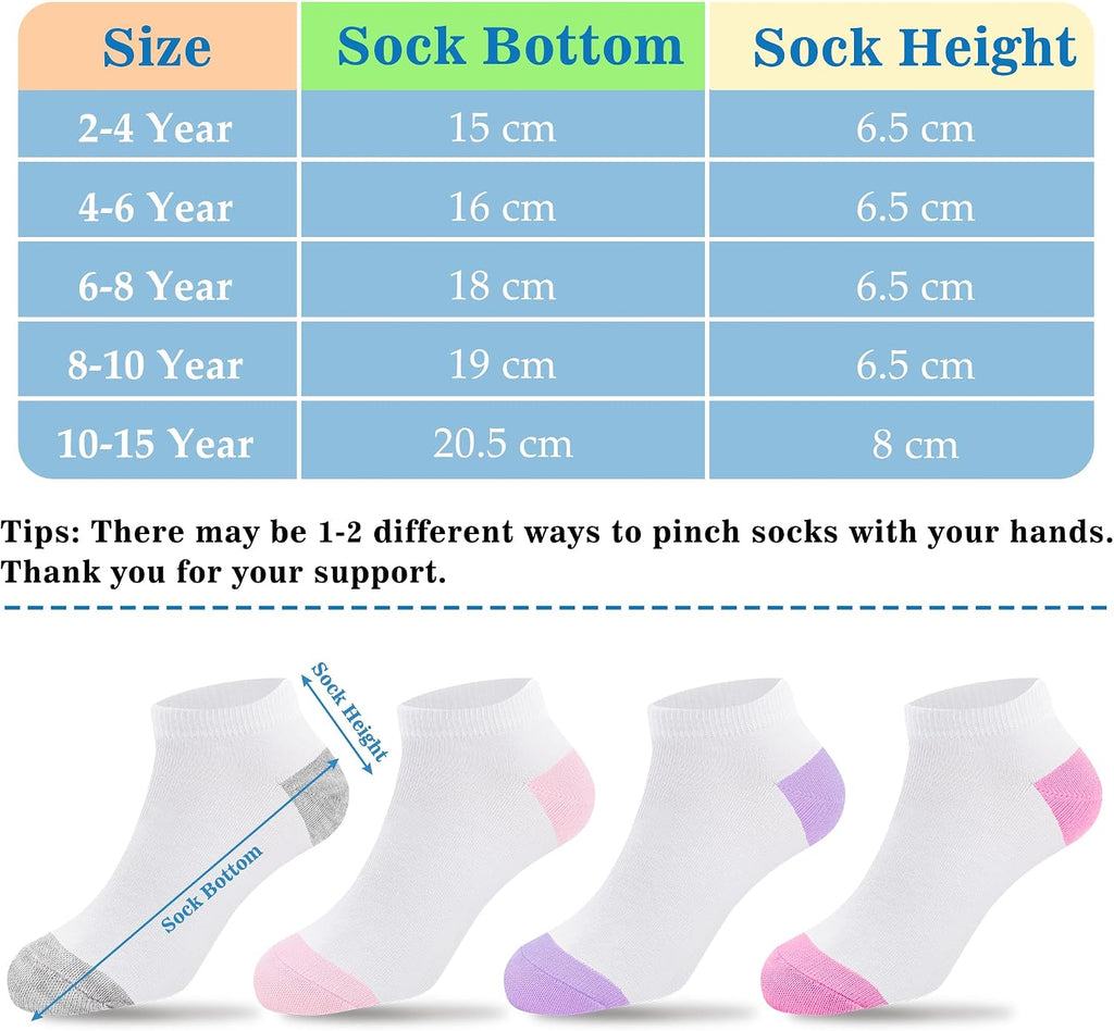 Girls Socks 12 Pairs Low Cut Ankle Socks for Girls Old