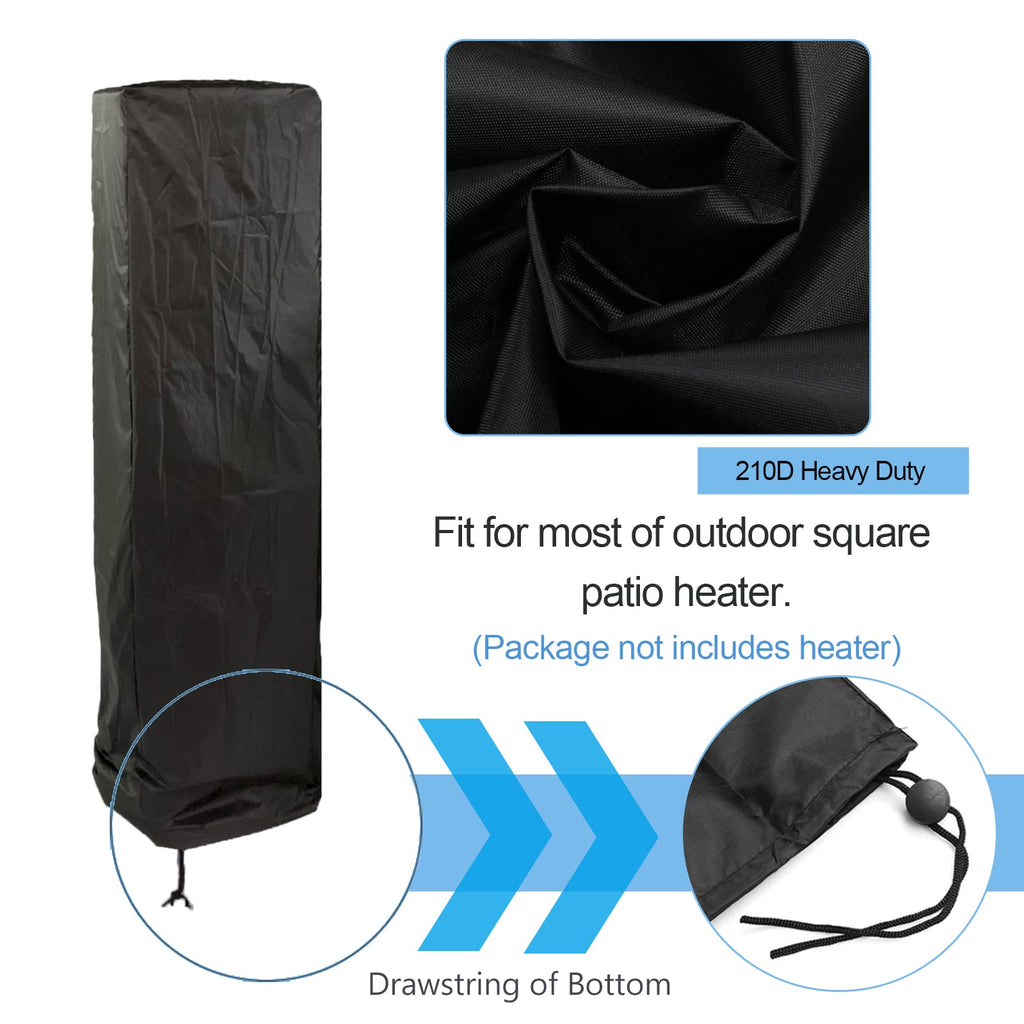 Outdoor Glass Tube Heater Cover - Waterproof Square Standing Patio Heater Protector for Summer Triangle and Pyramid