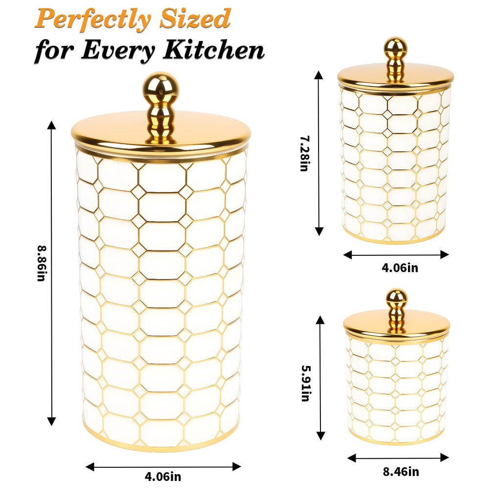 3 Piece Plastic Canister Sets, Sugar Container for Coffee Bar, Airtight Kitchen Counter Storage, Farmhouse Decor(Flat