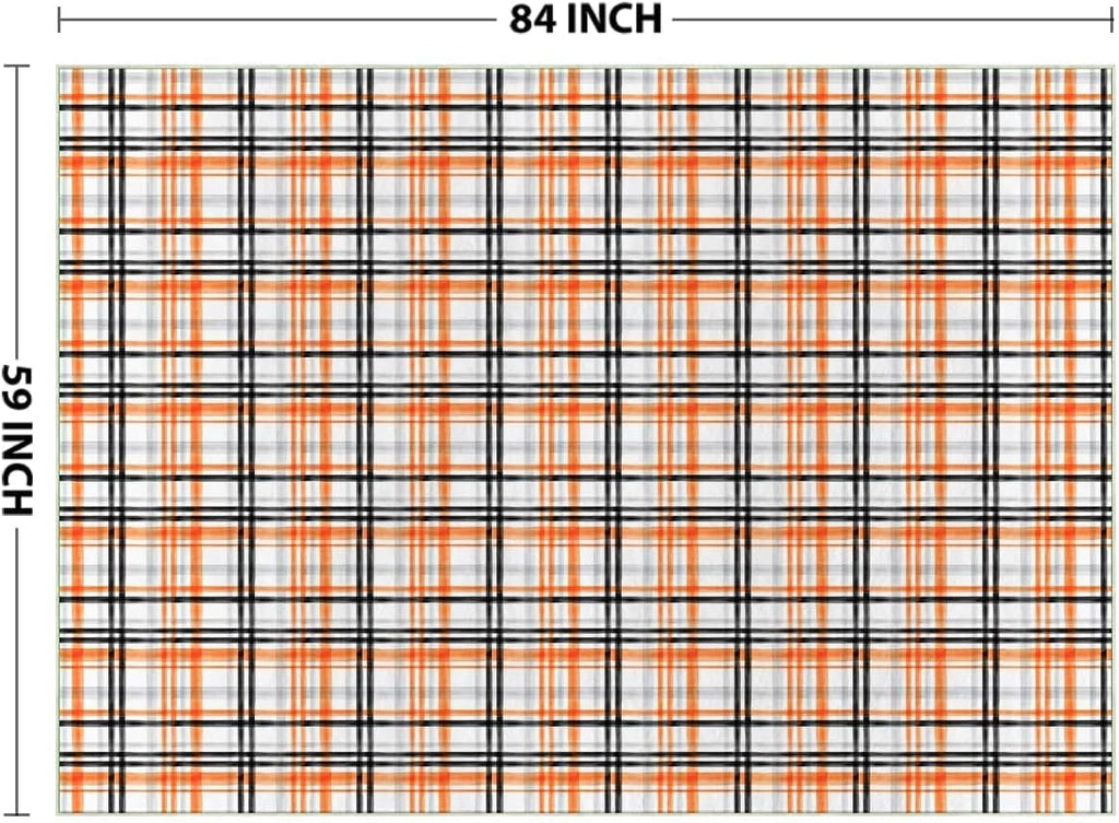 Orange Black Vintage Check Stripes Fall Area Rug