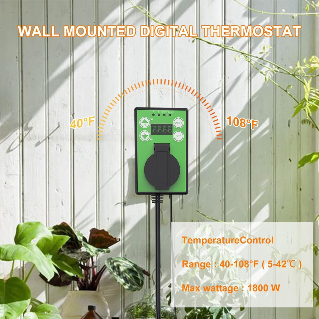 Greenhouse Heater with Thermostat, 1500W Outdoor Heater with Fast Heating